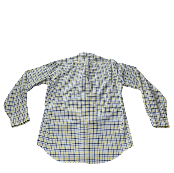 Ralph Lauren Men Sz M Classic Fit Yellow Blue Check Button-Down Shirt Flesh Pony - Picture 6 of 15